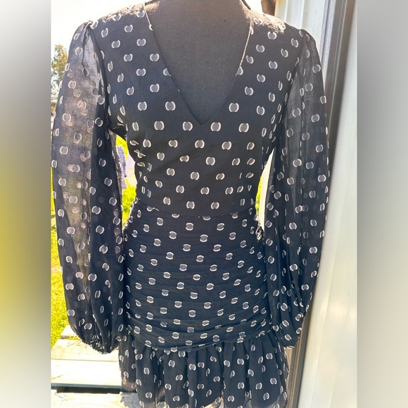 KEEPSAKE THE LABEL Call Me Mini WOMENS Dress Black with White Polka Dots Small. - Picture 2 of 14